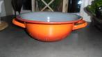 grote oranjegevlamd emaille vergiet, doorsnee 28cm, Antiek en Kunst, Antiek | Emaille, Ophalen of Verzenden