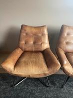 2   Leren Stoelen - Industrieel/Modern, Huis en Inrichting, Fauteuils, Ophalen, Minder dan 75 cm, Leer, Zo goed als nieuw