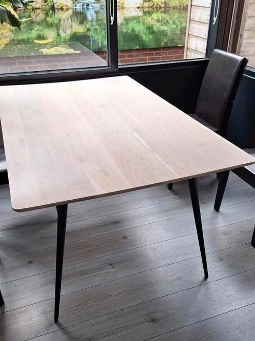 Eikenhouten tafel verjongde rand, Huis en Inrichting, Tafels | Eettafels, Zo goed als nieuw, 50 tot 100 cm, Rechthoekig, Metaal