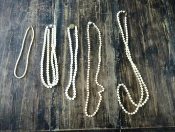 Parelkettingen 3x parel ketting vintage zilver slotje parels beschikbaar voor biedingen