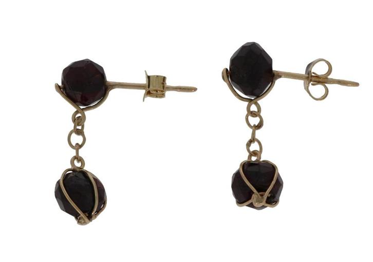 Granaten antiek set 14k gouden dames oorbellen vintage, Sieraden, Tassen en Uiterlijk, Antieke sieraden, Oorbellen, Goud, Met edelsteen