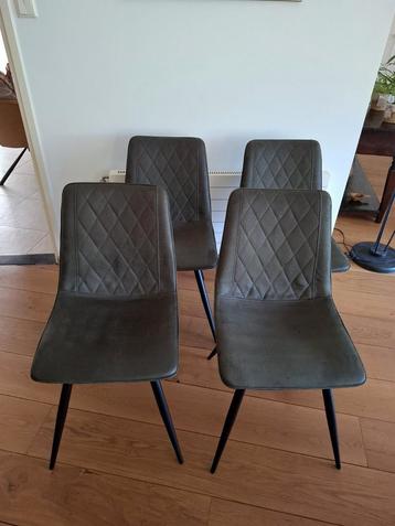 Stijlvolle moderne eetkamerstoelen donker groen suède  beschikbaar voor biedingen