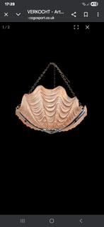 Art deco clam shell lamp pink glass ca.1930, Huis en Inrichting, Lampen | Hanglampen, Ophalen, Zo goed als nieuw, Glas, Minder dan 50 cm
