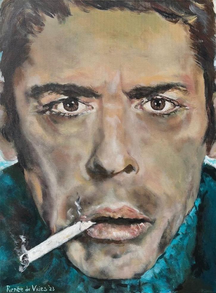 Jacques Brel/met lijst/Acryl op linnen, Antiek en Kunst, Kunst | Schilderijen | Modern, Ophalen