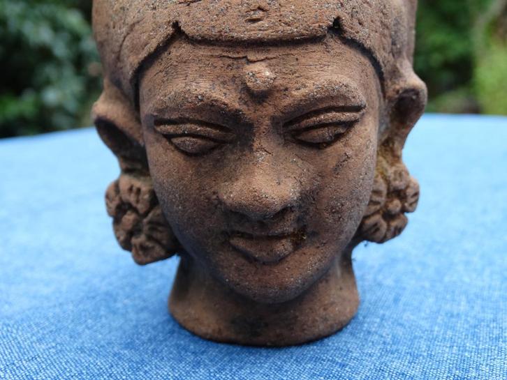 Terracotta beeld vrouwenhoofd, hoofdje vrouw beeldje, Verzamelen, Beelden en Beeldjes, Gebruikt, Mens, Verzenden
