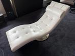 Witte design ligstoel - weinig gebruikt, Huis en Inrichting, Ophalen, Eenpersoons, Leer, Zo goed als nieuw