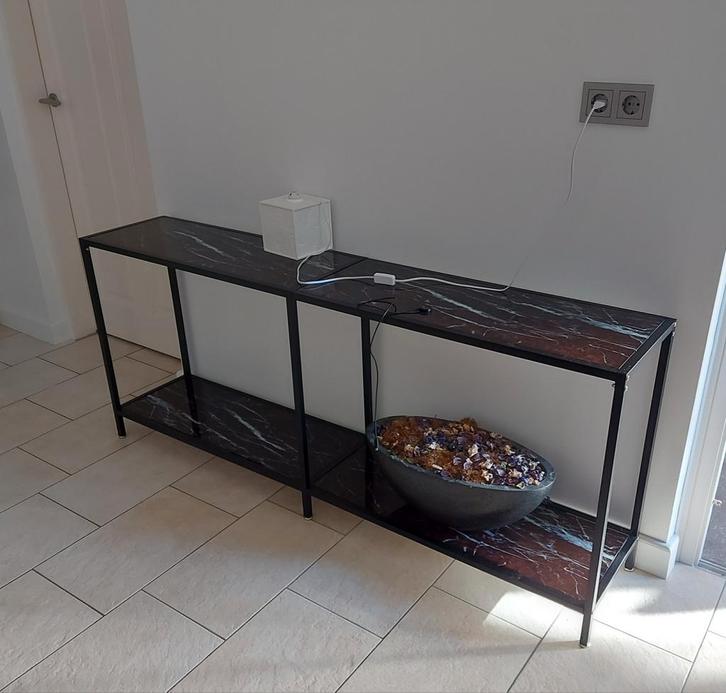 Stijlvolle sidetable met glas in marmerlook - 180cm, Huis en Inrichting, Tafels | Sidetables, Nieuw, 25 tot 50 cm, 150 tot 200 cm