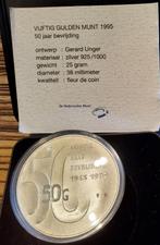 Nederlandse zilveren 50 Gulden 1995, bevrijdingsmunt, Zilver, Ophalen of Verzenden, 50 gulden, Koningin Beatrix
