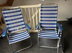 2 Campingstoelen, 1 met Voetensteun  voor camping of Strand!, Ophalen, Gebruikt, Campingstoel