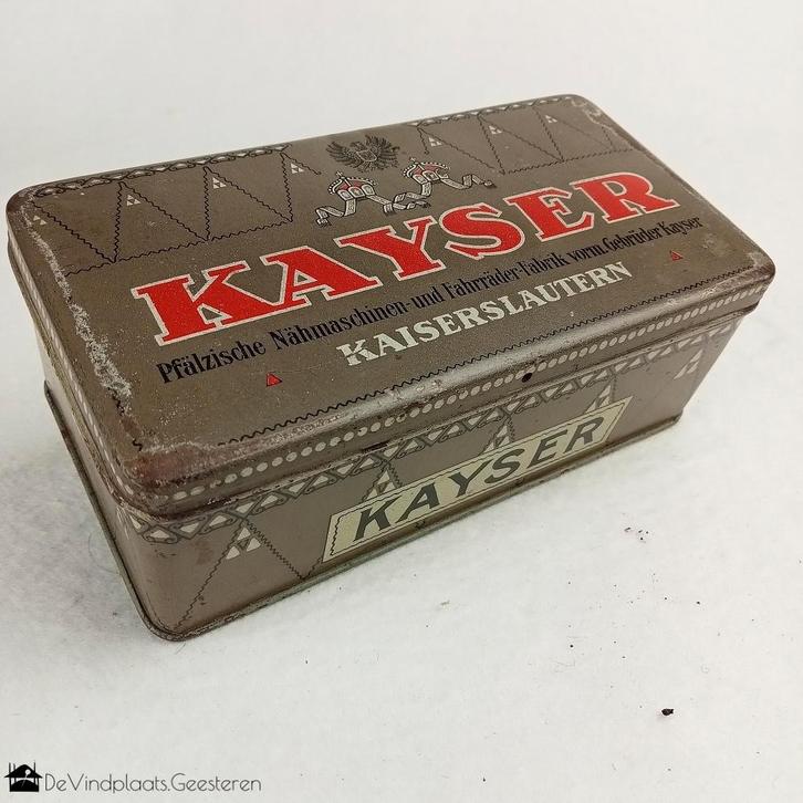 Antiek naaimachineblik – Kayser – 1910/20, Verzamelen, Blikken, Zo goed als nieuw, Overige, Overige merken, Ophalen of Verzenden