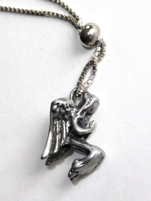 Zilveren 925 ketting met zilveren hanger angeltje., Sieraden, Tassen en Uiterlijk, Antieke sieraden, Ketting, Zilver, Ophalen of Verzenden