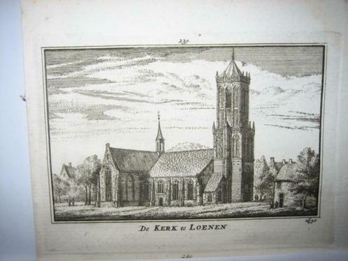 239 / Loenen de kerk  Kopergravure 18e Eeuw, Antiek en Kunst, Kunst | Etsen en Gravures, Ophalen of Verzenden