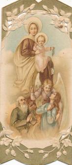Mooi oud Devotieprentje Moeder Gods met toewijding aan Maria, Ophalen of Verzenden, Zo goed als nieuw, Kaart of Prent, Christendom | Katholiek