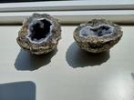 2 ruwe amethist geodes met bergkristal, Ophalen of Verzenden, Mineraal