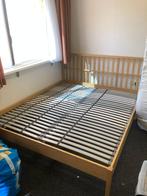 Bamboe bedframe met lattenbodems, Ophalen, Gebruikt, Bruin, Tweepersoons