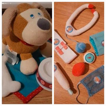 Haba zacht / stoffen speelgoed hondje + dokters-set  beschikbaar voor biedingen