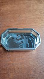Vintage glazen geëtst sieradendoosje juwelendoosje, Antiek en Kunst, Antiek | Glas en Kristal, Ophalen of Verzenden