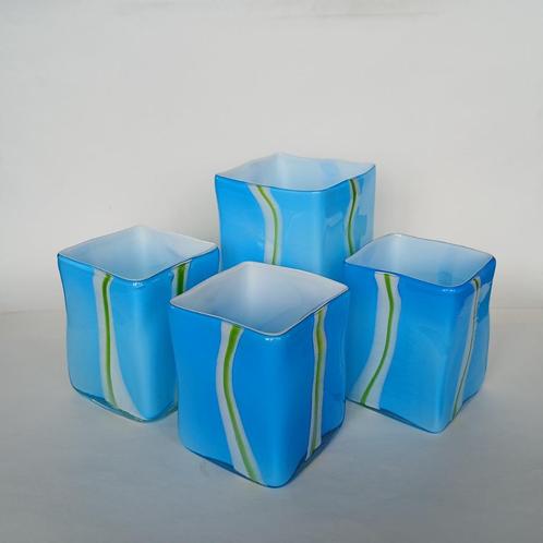 Kleurrijke Bloempot (4x), Antiek en Kunst, Antiek | Glas en Kristal, Ophalen of Verzenden
