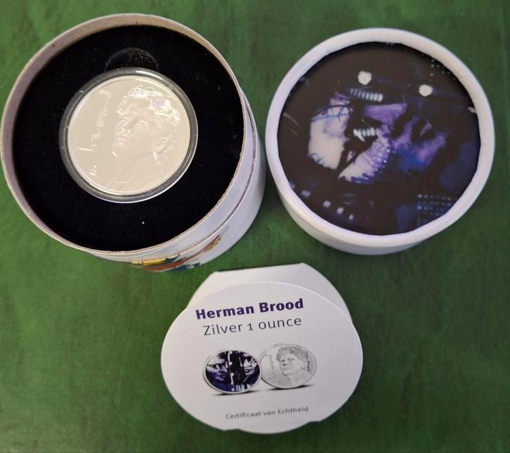 Zeldzame zilveren 1 ounce penning ter ere van Herman Brood., Postzegels en Munten, Munten | Nederland, Losse munt, Overige waardes