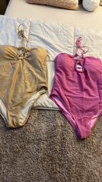 2 bodystockings goud en rose glitter maat 38, Zo goed als nieuw, Roze, Zonder mouw, Ophalen