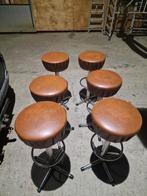Set van 6 vintage barstoelen, Ophalen, Met voetsteun, 60 tot 90 cm, Metaal