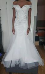 Nieuw- Trouwjurk - Mermaid - Tule - Kant - Maat S/36., Trouwjurk, Wit, Nieuw, Ophalen of Verzenden