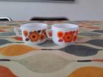 Vintage Oranje Bloem Kopjes - Set van 2, Ophalen of Verzenden, Gebruikt