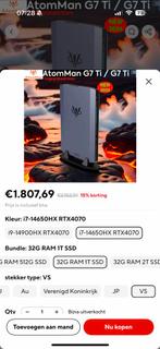 Minisforum AtomMan G7 Ti Gaming PC 14gen 32gb NUC Nvidia, Computers en Software, Desktop Pc's, 32 GB, Nieuw, Ophalen of Verzenden