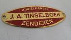 Rijwielhandel J.A Tinselboer Zenderen oldtimerrijwiel plaatj, Verzenden, Gebruikt, Gebruiksvoorwerp
