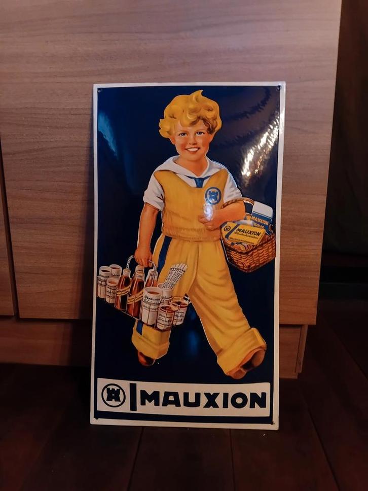Emaille reclamebord Mauxion, Verzamelen, Merken en Reclamevoorwerpen, Zo goed als nieuw, Reclamebord, Ophalen