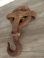 Zware gietijzeren industriële haak / katrol, Antiek en Kunst, Ophalen of Verzenden