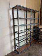 Metalen Boekenkast met Glazen Planken industrieel, Ophalen, Met plank(en), Gebruikt, 100 tot 150 cm