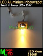 LED Inbouwspot Mini 230V 3W Warmwit SET 3 stuks ndb - A5, LEDinbouwspot, Led, Metaal of Aluminium, Nieuw