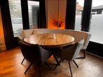 Ronde houten tafel met bank en stoelen, Huis en Inrichting, Tafels | Eettafels, Ophalen