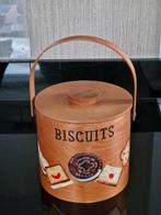 Vintage Koekdoos/Trommel Hout met handgeschilderde koekjes., Ophalen of Verzenden