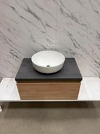 Badmeubel 75cm natuur eiken incl topblad en ker. waskom