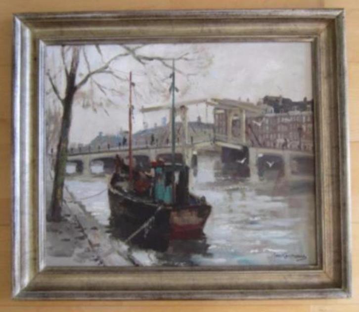 ==Jan Korthals 1916-1972===de Amstel in Amsterdam==, Antiek en Kunst, Kunst | Schilderijen | Klassiek, Ophalen of Verzenden