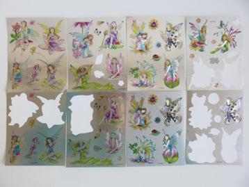 8 stickervellen met stickers van feeën of bloemenelfjes beschikbaar voor biedingen