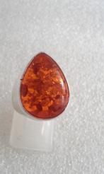 zilveren ring  Amber edelsteen heren ring, 18 tot 19, Verzenden, Heer, Nieuw