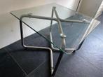 Salontafel glas met chroom onderstel - Gispen stijl, Ophalen, Gebruikt, 50 tot 100 cm, 50 tot 100 cm