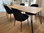 4 Woood Eetkamerstoelen Amy - Zwart - Fluweel, Huis en Inrichting, Ophalen, Zwart, Vier, Stof