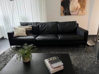 B&B Italia Harry 3-zits Bank - Zwart kwaliteitsleer - Design, Huis en Inrichting, Banken | Bankstellen, Zo goed als nieuw, Rechte bank