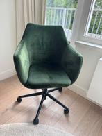 Twee Velvet groene bureaustoelen, Huis en Inrichting, Bureaustoelen, Ophalen, Zo goed als nieuw, Groen
