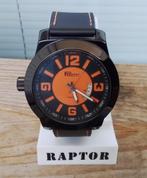 Raptor 2979-38 quartz herenhorloge voor linkshandigen, Overige merken, Leer, Staal, Verzenden