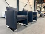 (1) Jori Navy Fauteuil blauw leer Design stoel
