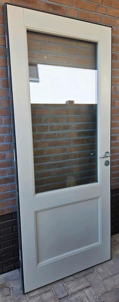 Achterdeur groot raam HR++ met beslag driepuntsluiting, Doe-het-zelf en Verbouw, Deuren en Horren, Gebruikt, Buitendeur, 200 tot 215 cm