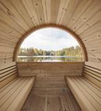 Thermohout barrelsauna gebogen banken met diverse wanden, Ophalen, Fins of Traditioneel, Kostedeweg 7 Vorden, Nieuw