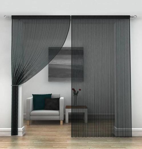 Nieuw DECORATIEF SPAGHETTI GORDIJN ZWART 2M OP 1M Zwart of W, Huis en Inrichting, Stoffering | Gordijnen en Lamellen, Nieuw, 200 cm of meer