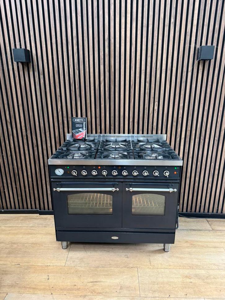 Prachtige Antraciet Boretti Fornuis 100 cm (Gratis bezorgen), Witgoed en Apparatuur, Fornuizen, Zo goed als nieuw, Vrijstaand