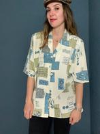 Vintage oversized blouse - print - 90s  XXL 44, Groen, Gedragen, Maat 42/44 (L), Vintage